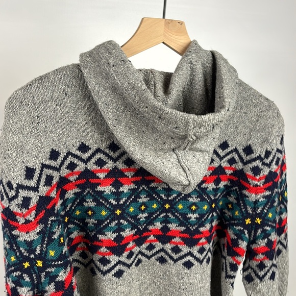 American Eagle Silk Wool Blend Hooded Sweater - Gray Festive - Large - Mens - Picture 9 of 9